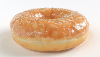 A glazed donut with sugar sprinkles on top.