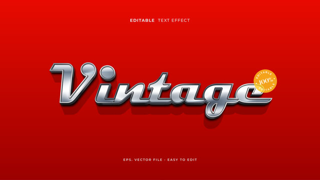 Vintage car text effect, editable chrome script text style.