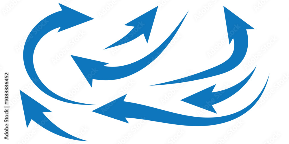 Wall mural long blue curve arrow icon vector . blue curve arrow icon set. long arrow icon set. curve arrow vect