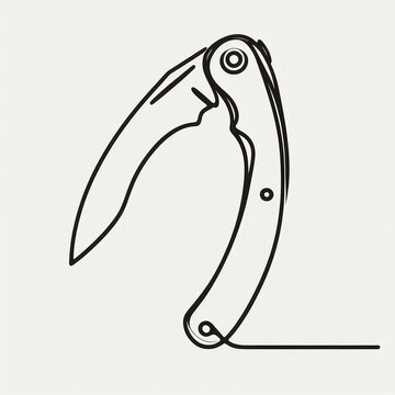 black line art pocket knife clip art preview