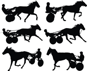 Horse and jockey harness racing silhouette