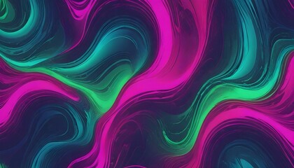 Obraz premium Olas de Energía en Colores Neón Un diseño en tonos neón de verde, fucsia y azul con patrones ondulantes y un leve efecto de brillo 