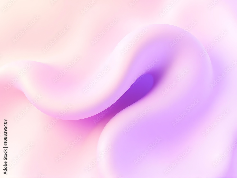 Poster soft pastel waves intertwine, creating a calming effect in a serene abstract composition of purple a