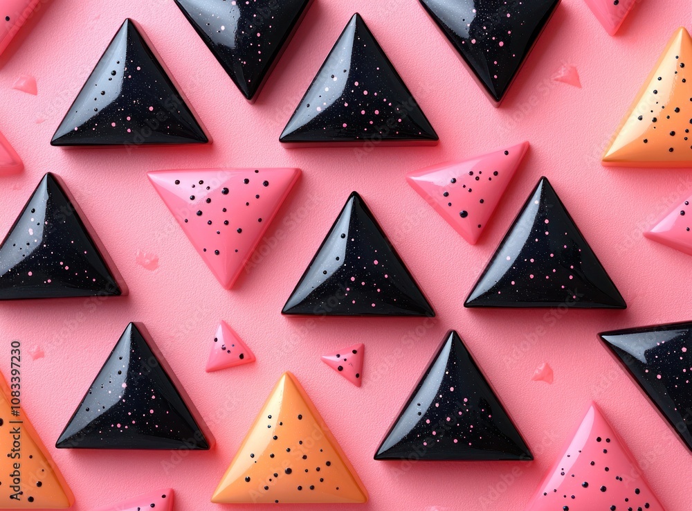 Poster here's a possible and keyword list for your stock photo submission.. pink, black, orange triangle pa