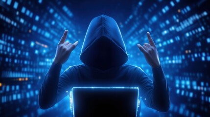 Mysterious Hacker at Laptop