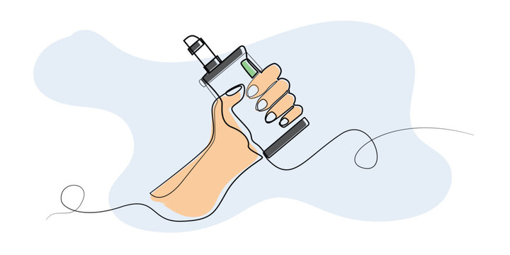 recommend clip art: line art drawing of hand holding e-cigarette.line art vector of e-cigarette with vaping liquid.abstract line art vector illustration