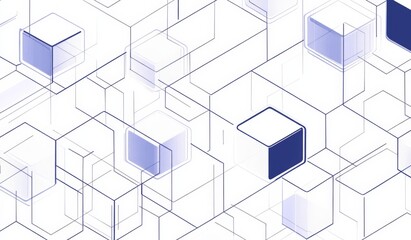 Obraz premium Isometric Grid of Hexagons in Simple Line Art with Navy Blue Lines on White Background