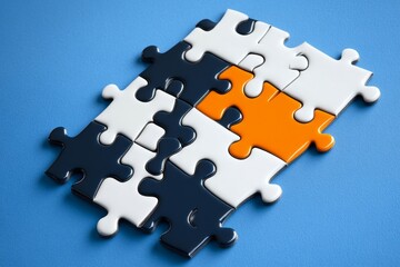 Fototapeta premium Simple illustration of interlocking puzzle pieces representing team unity and collaboration