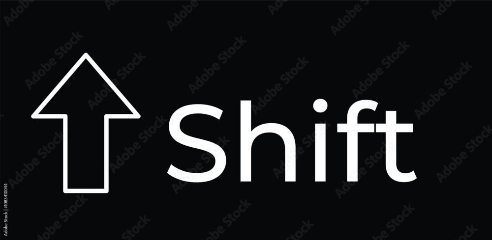 Poster shift icon keyboard button design. collection of icons for web. black and white outline shift button