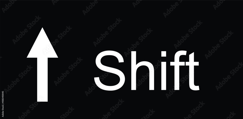 Poster shift icon keyboard button design. collection of icons for web. black and white outline shift button