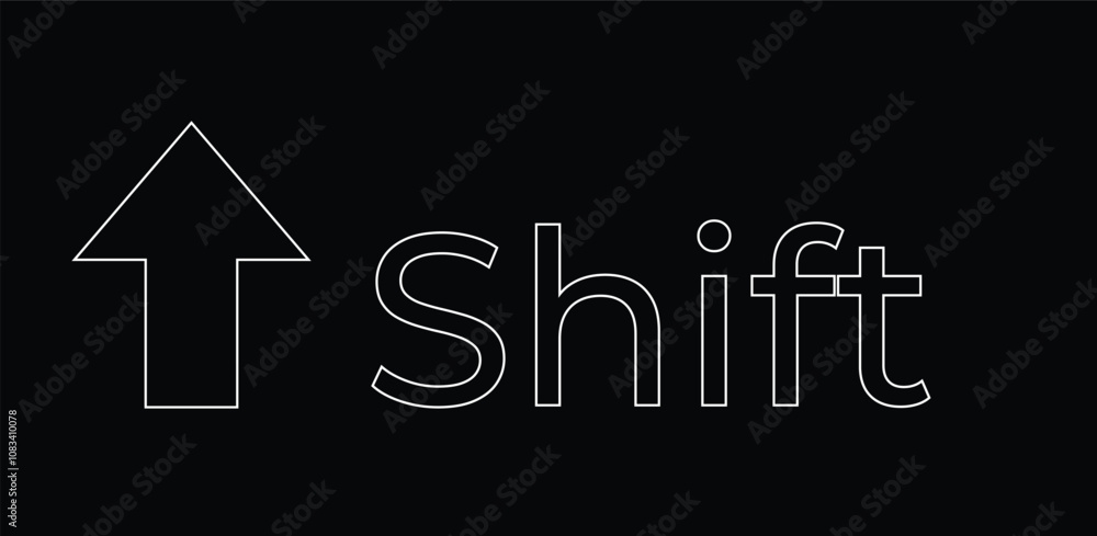 Poster shift icon keyboard button design. collection of icons for web. black and white outline shift button