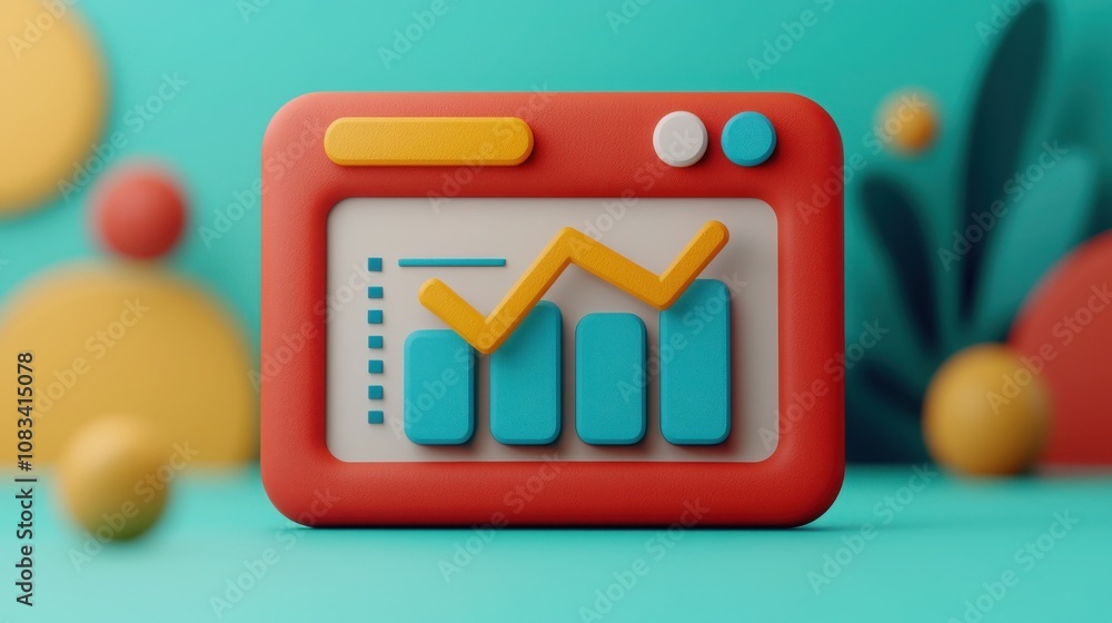 Aufkleber seo search and conversion concept. a colorful 3d graph displaying growth, with stylized bars and a l
