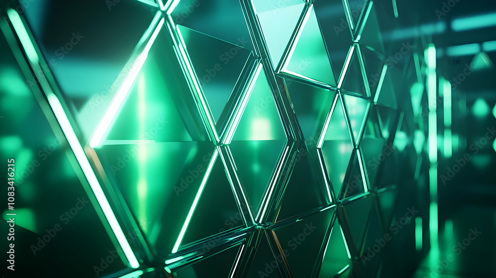 Poster emerald green triangular 3d abstract background