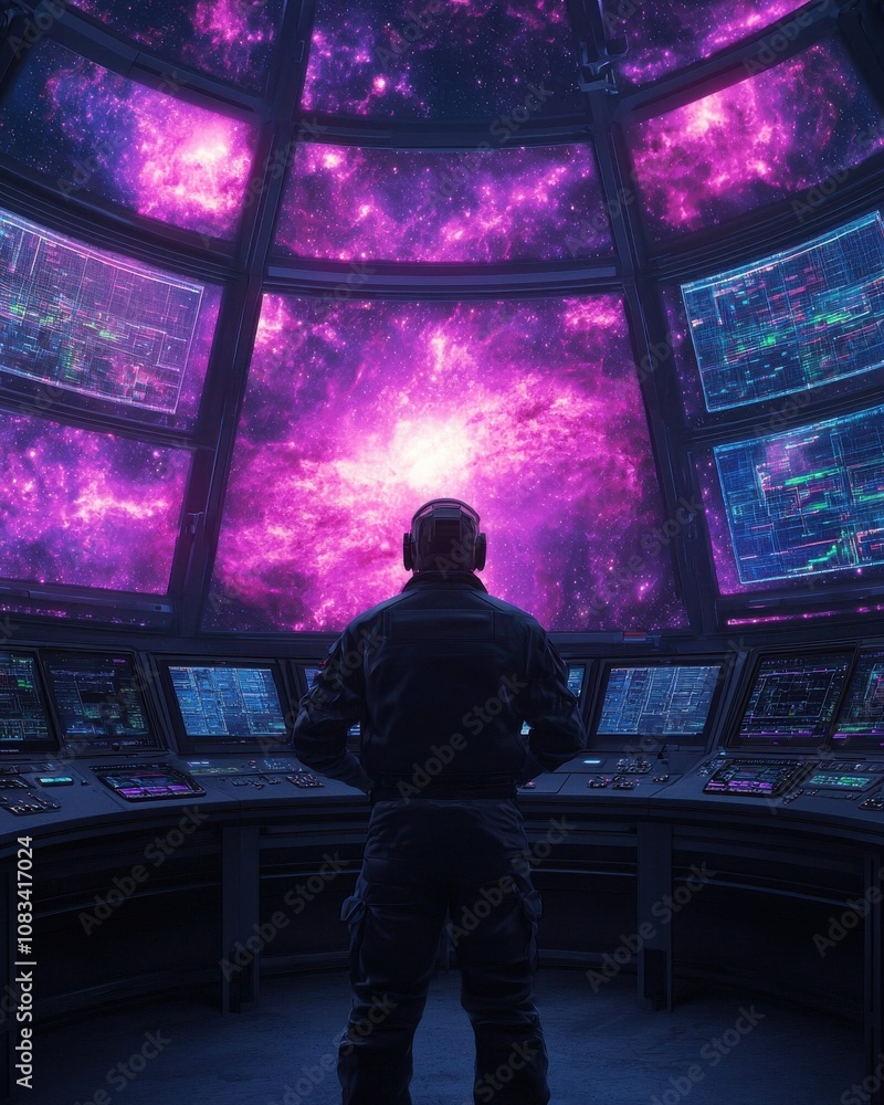 Aufkleber exploring cosmic frontiers astronaut simulation space station digital art futuristic environment rea