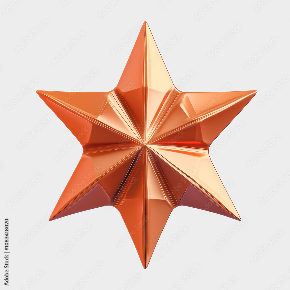 Poster glossy three-dimensional star shape with smooth surfaces and angled points, perfect for decorative a