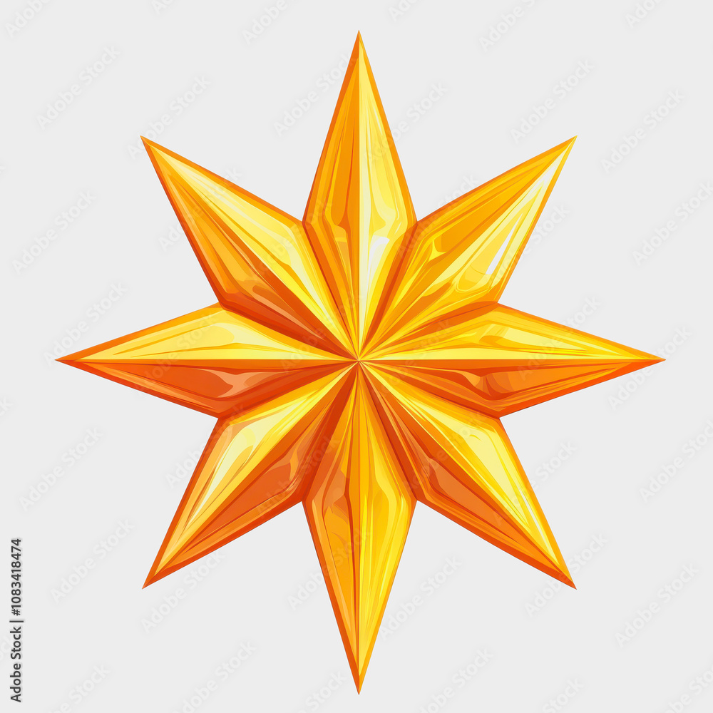 Poster golden star design with sharp points and shiny surface ideal for holiday themes, decorative projects