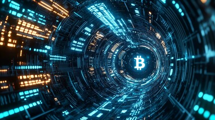 Fototapeta premium Digital Bitcoin Network