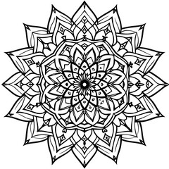 Fototapeta premium Mandala line art element pattern graphic design for coloring, greeting card, sticker, tattoo, yoga design, wallpaper