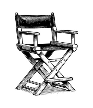 recommend clip art: director chair engraving black and white outline