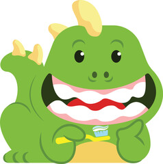 Obraz premium cartoon image of a dino relaxing vector illustration