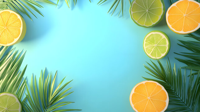 citrus frutis on blue background