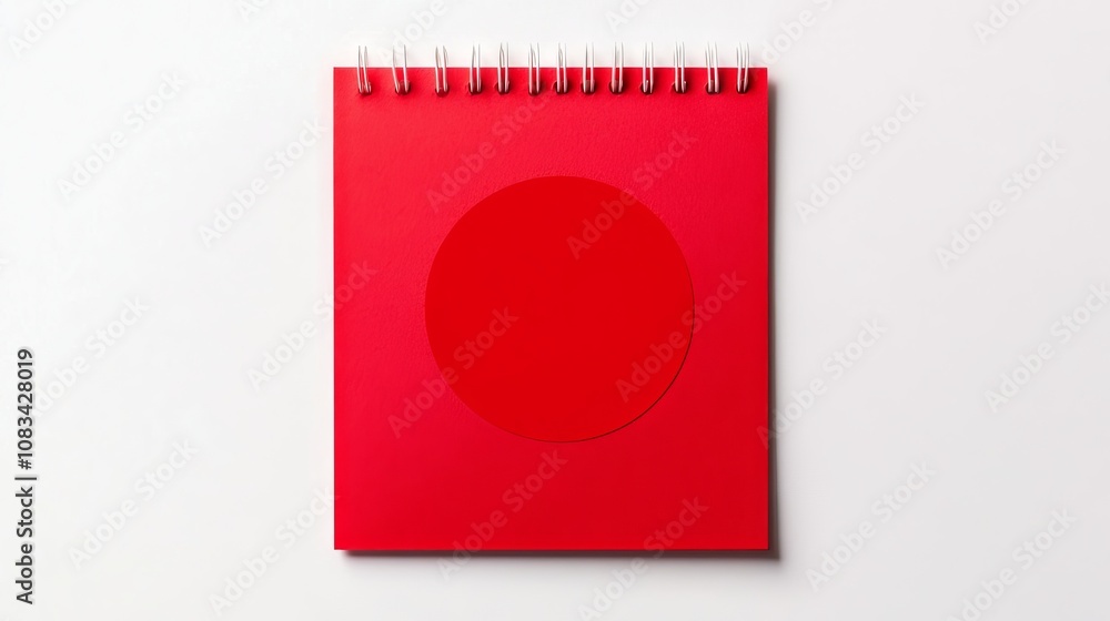 Poster new year plan 2025 and resolutions concept. a vibrant red notepad with a circular design in the cent