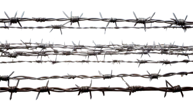 Collection of Barbed Wire on White Background