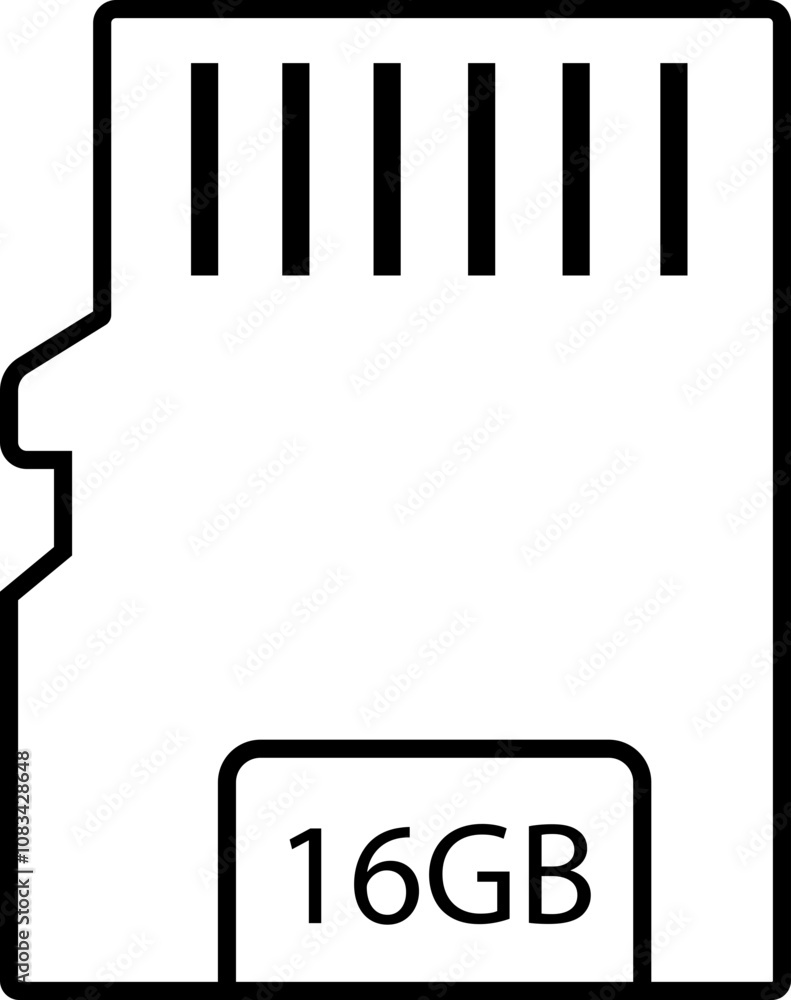 Poster 16gb memory card icon in trendy black line style. design can use for web and mobile app. data storag