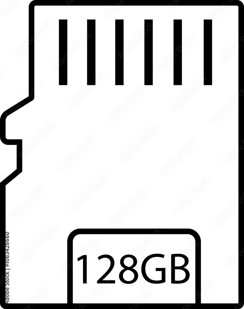 Poster 128gb memory card icon in trendy black line style. design can use for web and mobile app. data stora