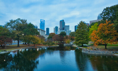 Skyline of Charlotte North Carolina - view from Marshall Park