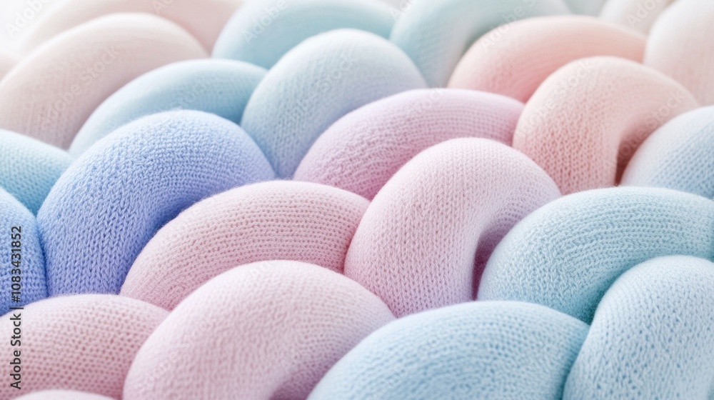 Poster pastel-colored knitted fabric loops in a close-up view