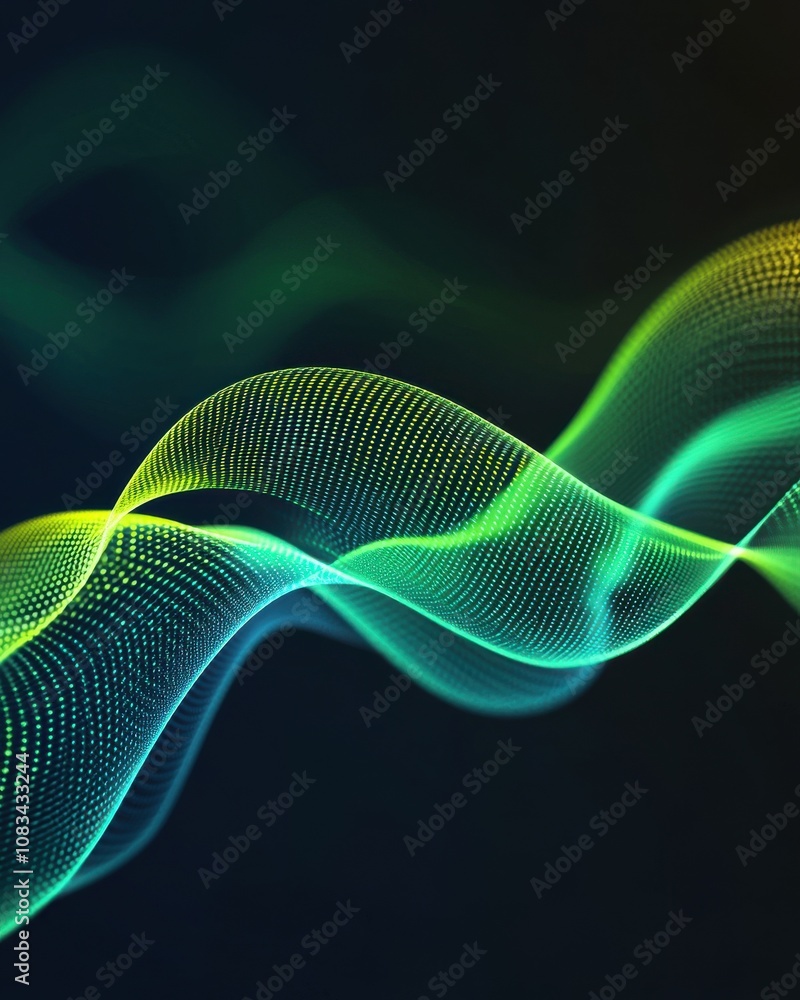 Poster dynamic wave patterns abstract design digital art colorful atmosphere close-up view visual harmony