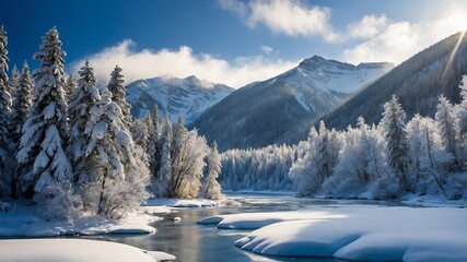SnowyMountainValleyBackgrounds, WinterLandscapeVisuals, SnowCoveredNatureScenes, FrozenValleyDesigns
