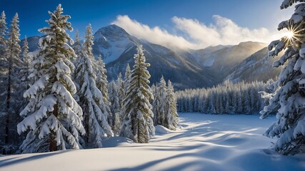 SnowyMountainValleyBackgrounds, WinterLandscapeVisuals, SnowCoveredNatureScenes, FrozenValleyDesigns
