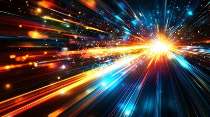 Dynamic light explosion digital art abstract vibrant close-up energy