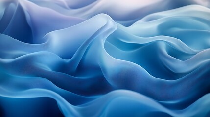 Obraz premium Flowing blue fabric texture abstract art digital design soft atmosphere close-up view serenity concept