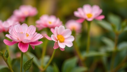 Obraz premium pink flowers that are growing in the garden