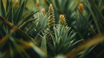 Obraz premium Pineapple Plant Growing in Field 