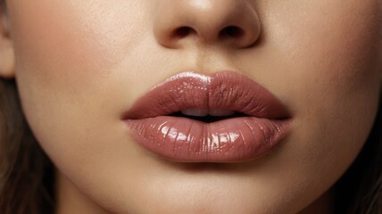 Naklejka premium Close-Up of Glossy Lips