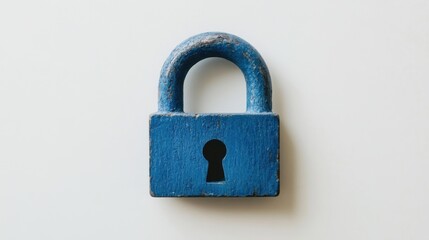 Naklejka premium Minimalist blue padlock on a clean white background, representing security, protection, and privacy