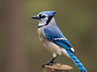 Portrait of a blue jay in natural habitat