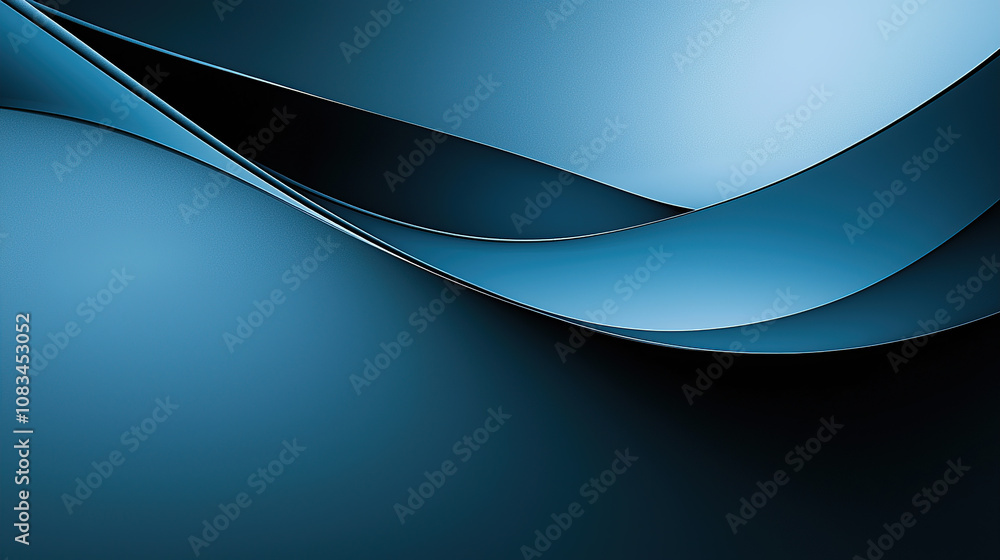 Poster abstract background with minimalistic blue shapes and curves