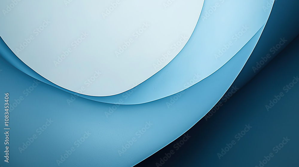 Poster abstract background with minimalistic blue shapes and curves