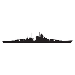 Fototapeta premium Silhouette Warship destroyer isolated on a white background