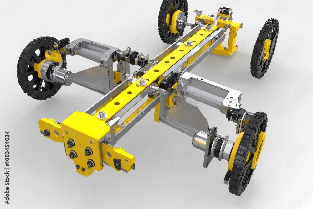 Poster modern robot arm assembling car frame in factory setting