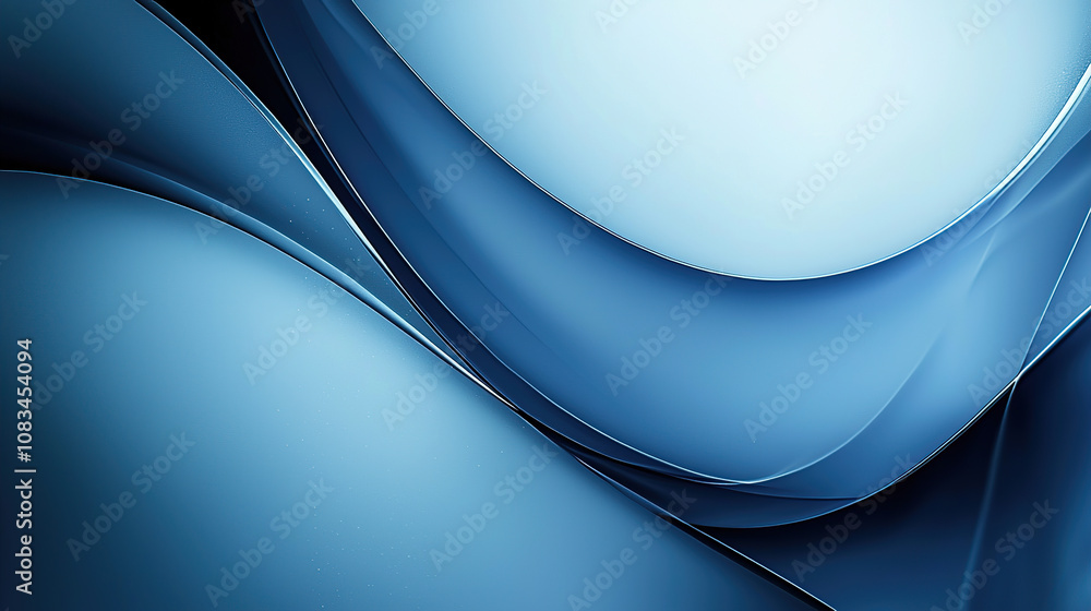 Poster abstract background with minimalistic blue shapes and curves