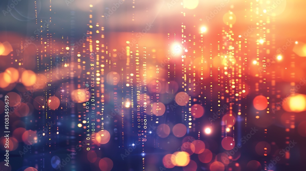 Aufkleber technology links with blurred abstract shiny light background