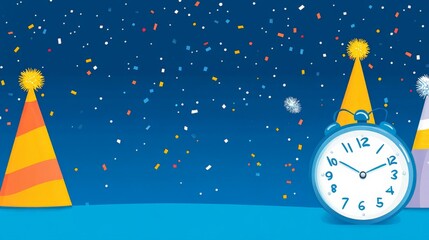 Cheerful New Year Eve Celebration Illustration