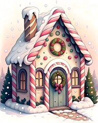 Christmas haouse illustration