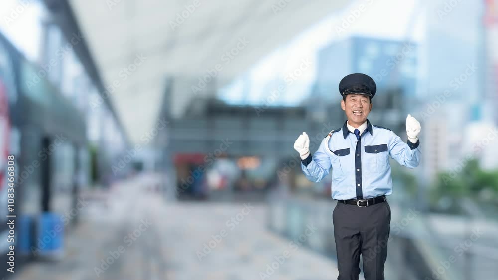 Fototapete ダンス、警察官、警察、男性、警官、警備員、踊る、警備、全身、DJポリス、歌う、楽しい、仕事、職業、アルバイト、守衛、取り締まり、パーティー、コスプレ、交通整理、セキュリティ、警備会社、防犯、防災、制服、ガードマン、演劇、ミュージカル、ステージ、ノリノリ、リズム、日本人、巡回、パトロール、安全、安心、音楽、ダンサー、嬉しい、喜ぶ、賃上げ、スローモーション、駅、駅前、都市、治安、社会、都会、繁華街、人